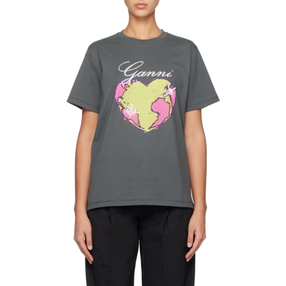 Authentic Ganni gray heart t-shirt - Picture 5 of 6